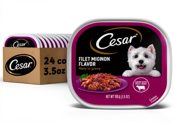 Cesar Filets in Gravy Wet Dog Food Real Beef Protein-0