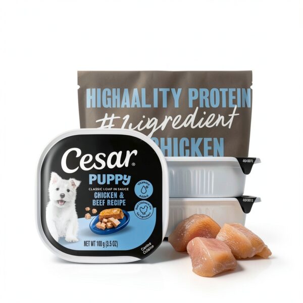 Cesar Puppy Wet Dog Food Real Chicken Loaf in Sauce-3