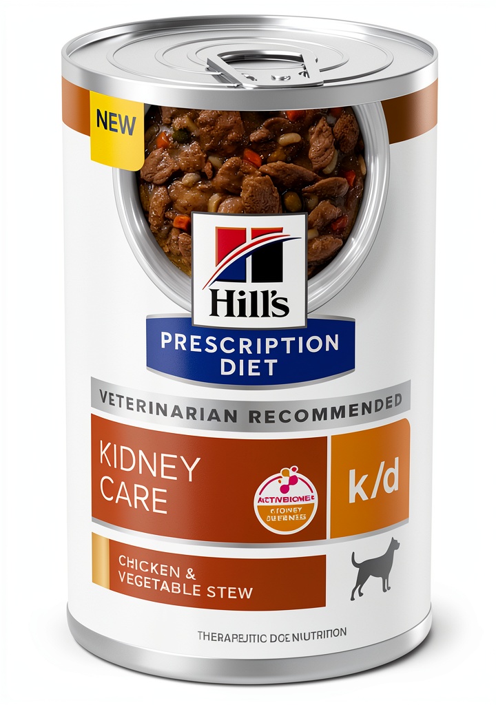 Hills Prescription Diet k/d Kidney Care Canned Dog Food packaging and contents