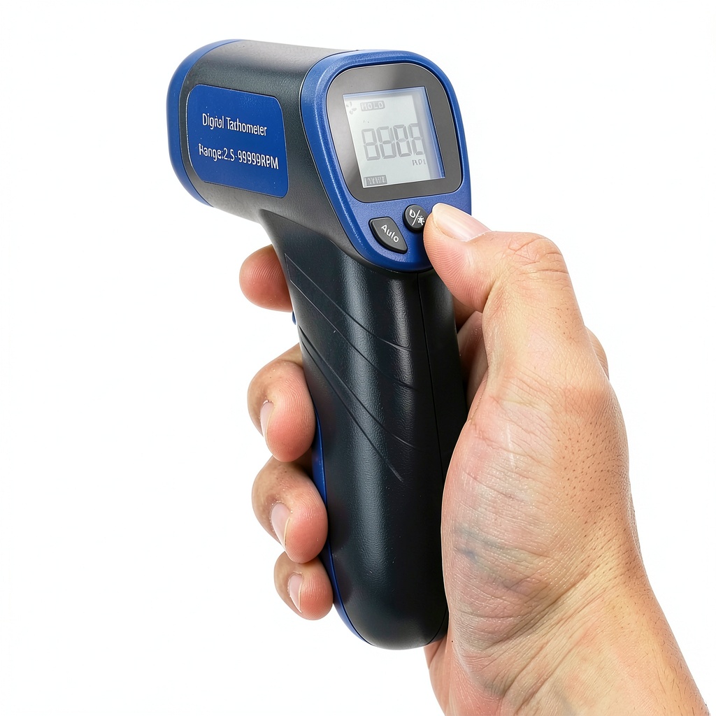 Using Topyond tachometer to measure machine speed in a workshop